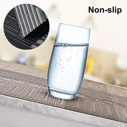 Aofmee Placemats, Placemats Set of 6, Heat Resistant Place Mats, Washable PVC Table Mats, Woven Vinyl Plastic Placemats for Dining Table, Non-Slip Stain Resistant Kitchen Table Placemats Easy to Clean - color: Gold, size: Set of 6