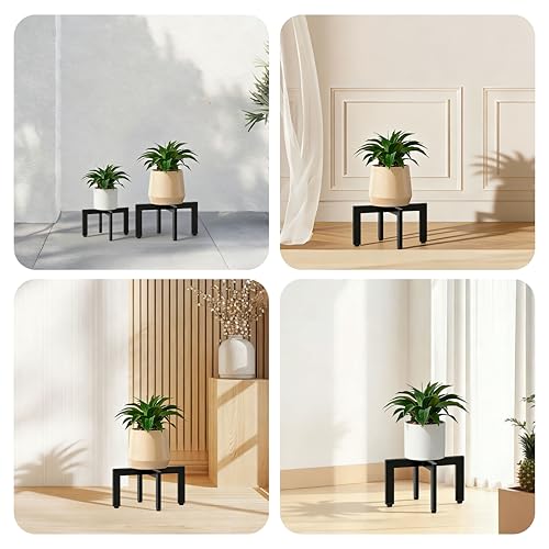 4-Pack Plant Stand Indoor Outdoor with Adjustable Feet, Black - size: 4 Pack - Large & Medium