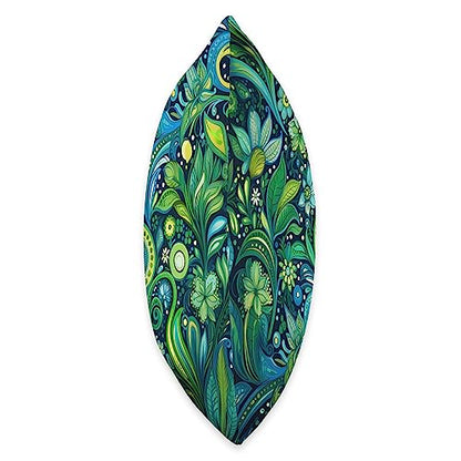 Green Blue Paisley Floral Leaf Pattern Throw Pillow - size: 18x18