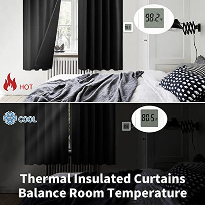 BGment Black 100% Blackout Curtains for Living Room, 2 Panels, 38 x 84 Inch - color: Black, size: 38"W x 84"L (Pack of 2)