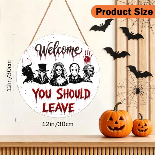 Halloween Killer Sign for Front Door Halloween Horror Welcome Sign 12x12 In - color: Halloween Killer