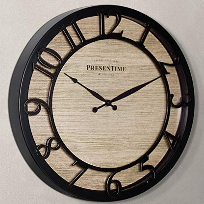 Presentime 13" Farmhouse Series Wall Clock - color: Oil Rubbed Bronze, size: 13 inch