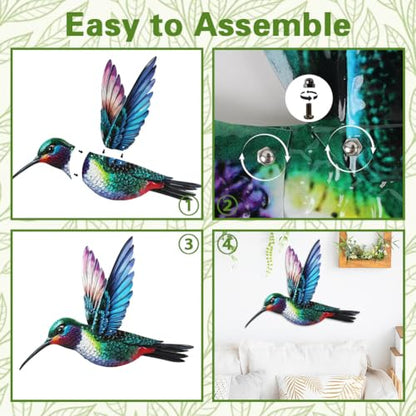 VEWOGARDEN Bird Wall Art, Large Outdoor Metal Hummingbird Hanging Wall Decor for Home Outside Patio Garden Fence Decorations - style: Hummingbird