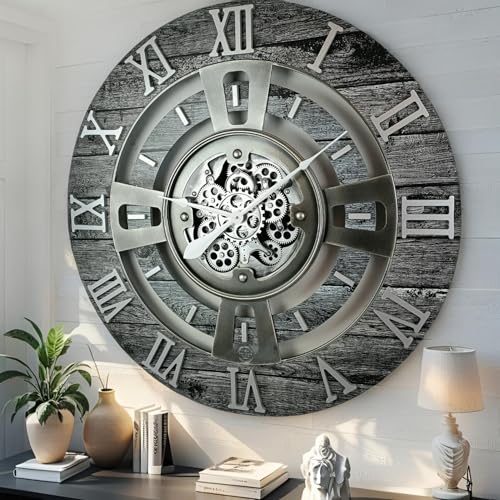 ImprovingLife The Gears Clock Real Moving Gear Wall Clock England Line (Carbon Grey, 24 inches (60 cm)) - color: Carbon Grey, size: 24 inches (60 cm)