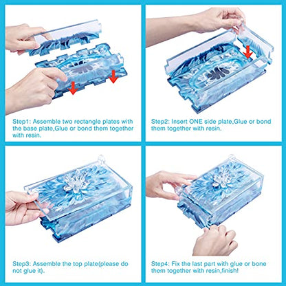 Resin Rectangle Box Mold for Dominoes, Epoxy Silicone Container with Lid