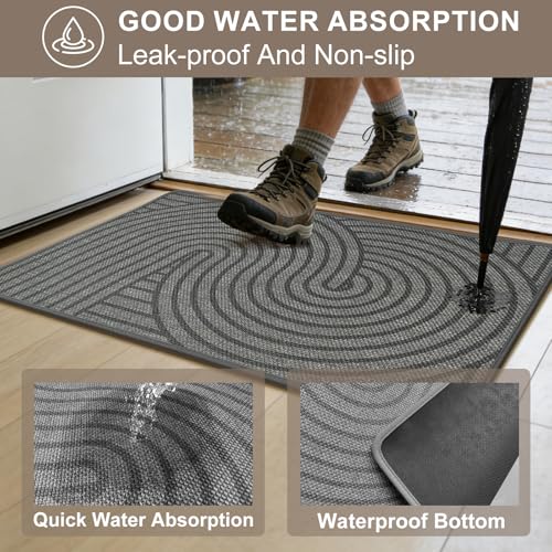 HDFK Geometric Front Door Mat Grey 30x17inches Non-Slip Low-Profile Indoor - color: Grey, size: 30"x17"