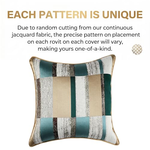 Green and Gold Geometric Jacquard Throw Pillow Covers 18x18 Inch - color: Jacquard 12