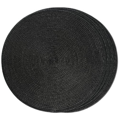 FunWheat Round Braided Placemats Set of 4 Table Mats for Dining Tables Woven Washable Non-Slip Place mats 15inch (Black, 4pcs) - color: Black, size: Set of 4
