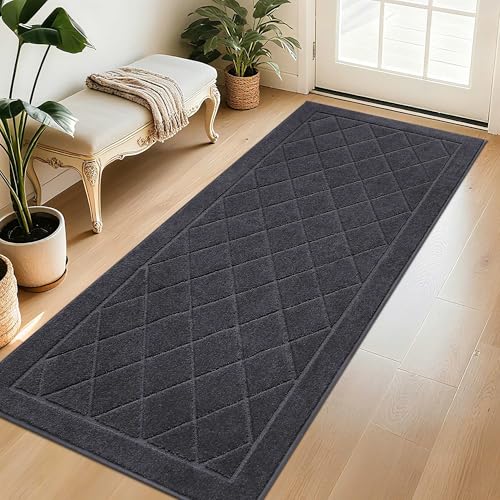 BEQHAUSE Dirt Trapper Door Mat 32" x 72", Doormat Non-Slip, Dark Grey - color: Dark Grey, size: 32" X 72" (Rectangular)
