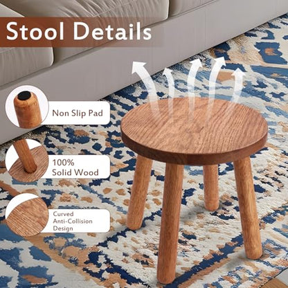 Solid Wooden Stool,Plant Stand,Step Stool,Light Walnut,9.3" H - color: Light Walnut, size: 9.3inch