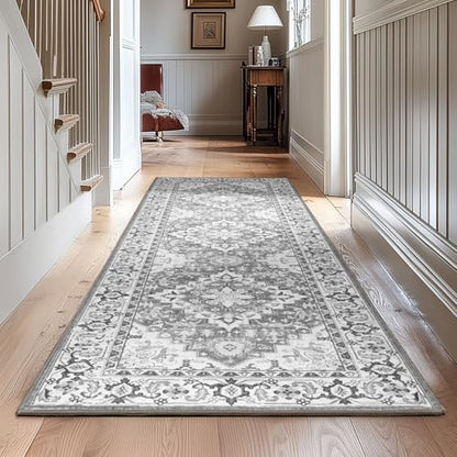 Lessymo 2 x 6 Runner Rug for Hallway, Machine Washable Entryway Rugs, Grey - color: Grey Beige, size: 2' x 6' (Runner)