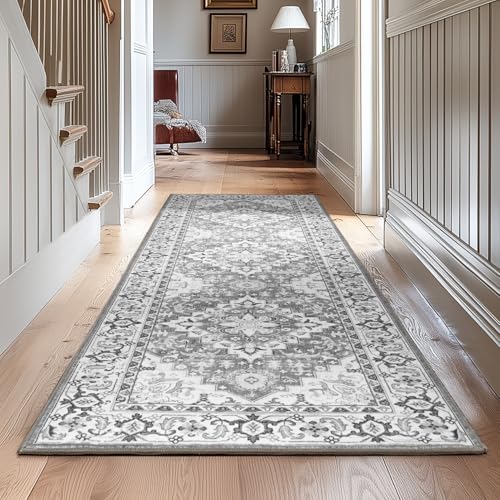 Lessymo Runner Rug 2.6 x 8 for Hallway, Machine Washable Entryway Rugs Gray - color: Grey Beige, size: 2'6" x 8' (Runner)