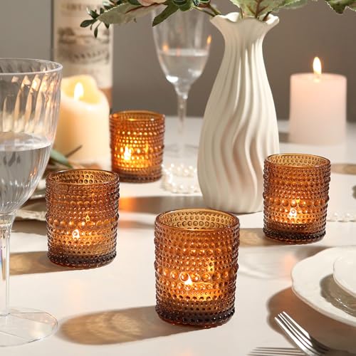 36 Pack Votive Candle Holders, Amber Candles Holders for Christmas - color: Amber