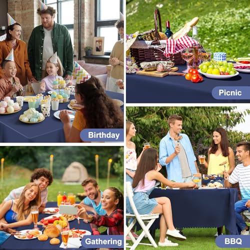 NatNarr 6 Pcs Navy Blue Plastic Tablecloths, Scalloped Blue Table Cloth - color: Navy Blue, size: 6 Pack