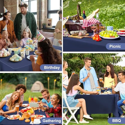 NatNarr 6 Pcs Navy Blue Plastic Tablecloths, Scalloped Blue Table Cloth - color: Navy Blue, size: 6 Pack