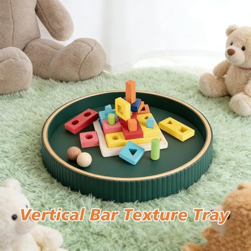 SANZIE Leather Tray Desktop Storage Organizer, Round Valet Tray, Green - color: Green Disc