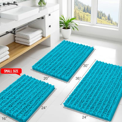 Smiry Bathroom Rugs 30X20, Extra Soft Rubber Backing Chenille Bath Mats - color: Aqua Sky, size: 30'' X 20''
