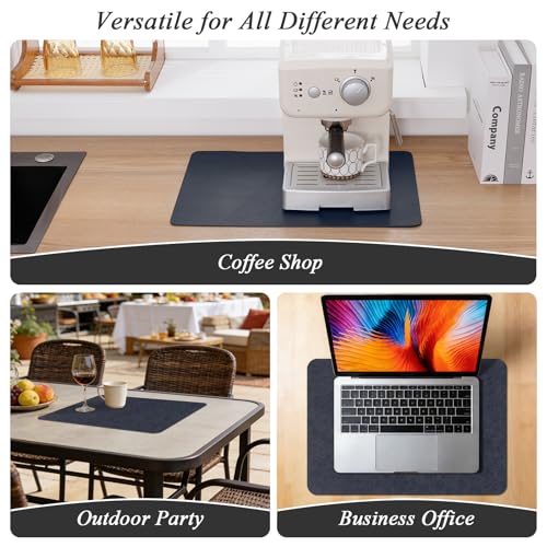 SHACOS Faux Leather Placemats Set of 8 Place Mats Table Mats, Navy Gray - color: Navy and Gray