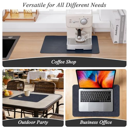 SHACOS Faux Leather Placemats Set of 8 Place Mats Table Mats, Navy Gray - color: Navy and Gray
