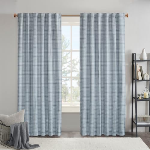 Madison Park Plaid Curtain Thermal Insulated, 1 Panel, 50x84 Denim Blue - color: Rod Pocket & Back Tab, Denim Blue, size: 50"W x 84"L (Pack of 1)