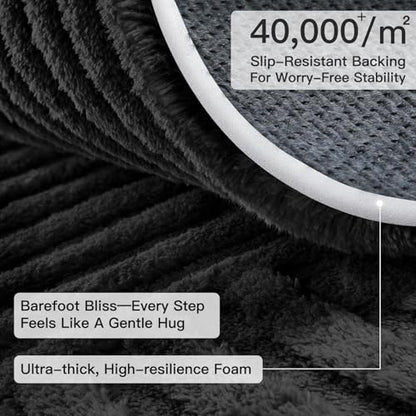 Sour Lemon 8x10 Area Rugs for Living Room Bedroom, Black Rug Large Carpet - color: Black, size: 8' x 10' (Rectangular)