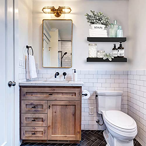 QEEIG Bathroom Floating Shelves for Wall (Black, Set of 2, 15.7") - color: B. Black, size: 15.7"