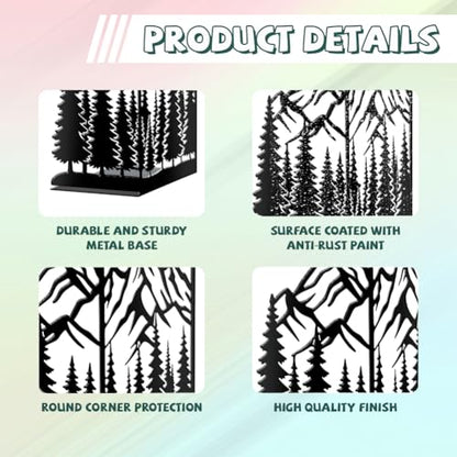 Peacoblue 5.5"x4.3"x8.3" Metal Bookends, Heavy Duty Book Ends for Shelves - style: Mountains and Forests