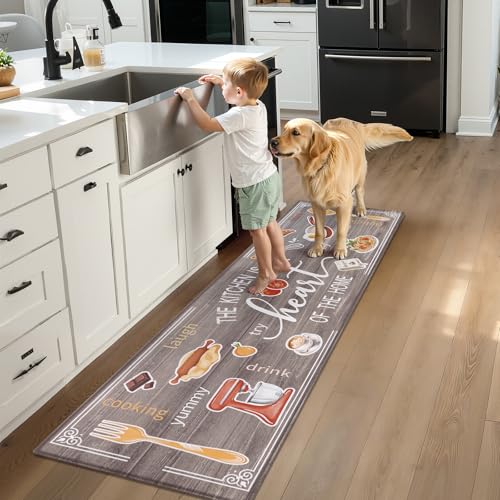 Yamaziot 24"x 94" Anti Fatigue Kitchen Rug, Non-Slip Cushioned Floor Mat - color: Brown, size: 24"x 94"
