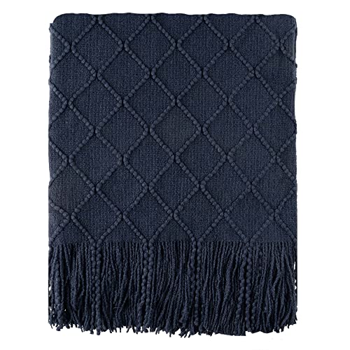 BATTILO HOME Navy Throw Blanket for Couch, Decorative Navy Blue Throw Blanket for Sofa Bed Room Decor, 50"x60" - color: Navy, size: 50 x 60 in.