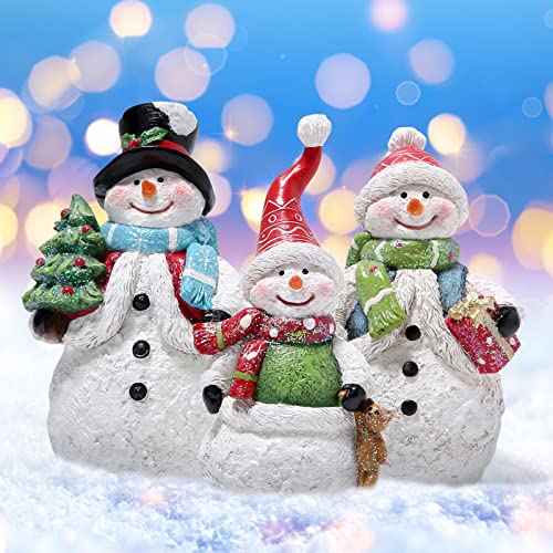 Hodao 3 PCS Christmas Snowman Family Decoration, Xmas Snowman Figurines - color: White-3