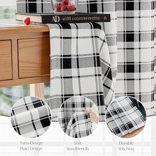 Beauoop Black White Plaid Jacquard Blackout Curtains Bedroom 52x96 2 Panels - color: Black and White, size: 52"W x 96"L (Pack of 2)
