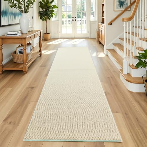 Faux Jute Runner Rug 2'x8', Washable & Non-Slip, Off White - color: White, size: 2' x 8' (Rectangular)