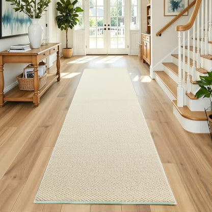 Faux Jute Runner Rug 2'x8', Washable & Non-Slip, Off White - color: White, size: 2' x 8' (Rectangular)