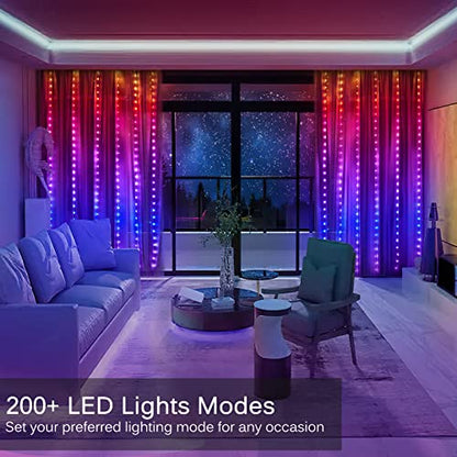 LED Curtain Lights 10ft x 8ft, 240 RGB Color Changing Fairy Lights - size: 240-LED RGB 10ft x 8ft