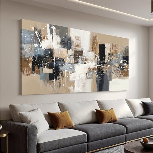 Large Brown Abstract Canvas Art Wall Decor For Living Room Prints 29×58 - color: LAI-12F, size: 58"L x 29"W