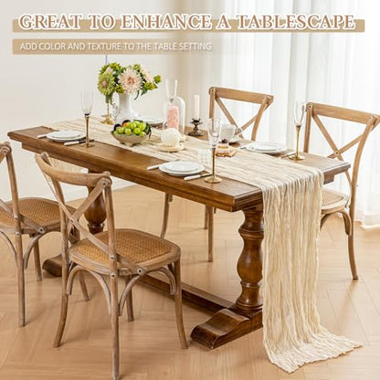 Cheesecloth Table Runner, 10 Ft, Boho Rustic, Beige, 1 Pcs - color: Beige