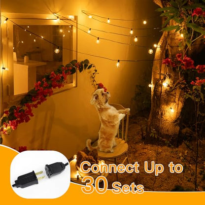 Ollny Outdoor String Lights, 25FT LED Patio Lights Waterproof Plug in - color: Black Wire, size: 25FT-Warm White