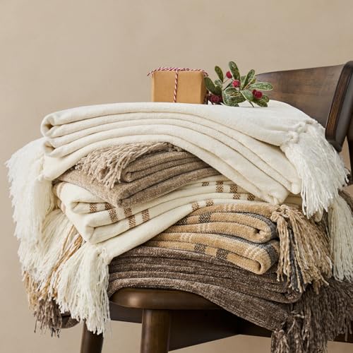 EverGrace Chenille Knit Throw Blanket for Couch, 50"x60", Mocha Brown - color: Mocha Brown, size: 50"x60"