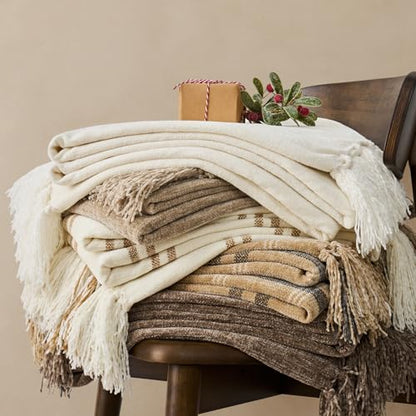 EverGrace Chenille Knit Throw Blanket for Couch, 50"x60", Mocha Brown - color: Mocha Brown, size: 50"x60"