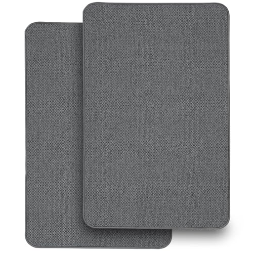 2 Pack Bathroom Rugs 17x27Inch, Thin Bath Mat with Rubber Backing Non-Slip, Absorbent,Quick Dry Machine Washable, Home Decor Accessories Cozy Cloth Bathroom Mat fit Under Door/Sink/Tub/Shower-DarkGrey - color: Dark Grey, size: 17"x27"-2 PACK