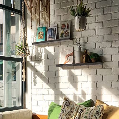 QEEIG Bathroom Long Floating Shelves for Wall (Grey, Set of 2, 23.6") - color: D. Grey, size: 23.6"