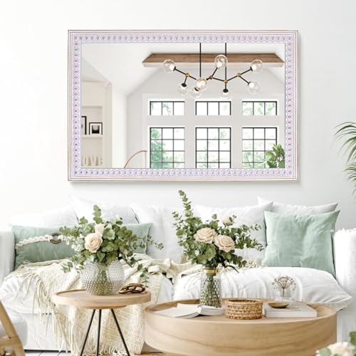 36x24 Inch Rectangle Wall Mirror, Wooden Rectangular Bathroom Mirrors - color: Style 2