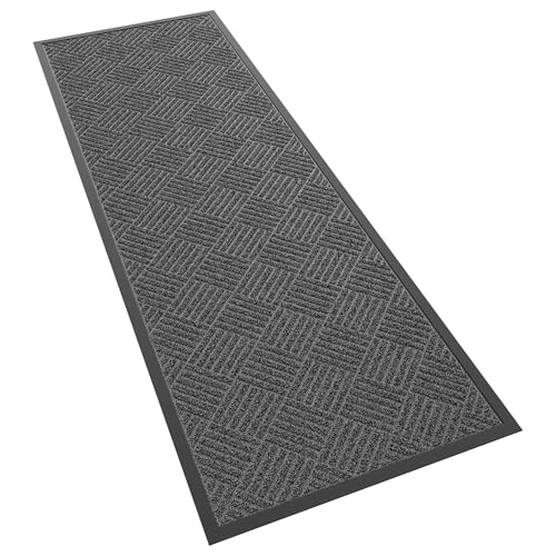 Front Door Mat, 6' x 2' Heavy Duty Indoor Outdoor Doormat - color: Gray Artificial Grass, size: 2' x 6' (Rectangular)