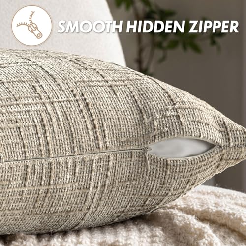 MIULEE Chenille Textured Throw Pillow Covers Light Brown 18x18 Set of 2 - color: Light Brown, size: 18" x 18" (Pack of 2)