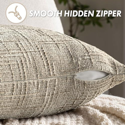 MIULEE Chenille Textured Throw Pillow Covers Light Brown 18x18 Set of 2 - color: Light Brown, size: 18" x 18" (Pack of 2)