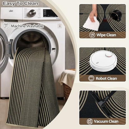 Kitchen Mats Sets of 2 PCS, Non Slip Washable Kitchen Floor Mats - color: Rainbow, size: 17.3"x30"+17.3"x47"