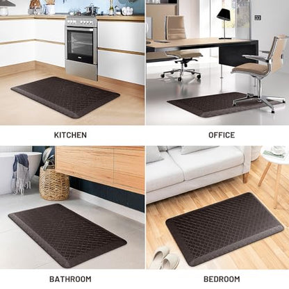 HappyTrends Kitchen Floor Mat - 4/5 Inch Thick Anti-Fatigue Kitchen Rug - color: Chocolate, size: 36"L x 22"W x 0.8"Th