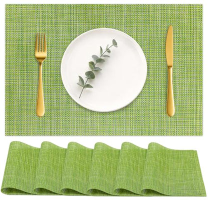 HOOMIL Placemats Set of 6, Heat Resistant, Green - color: Green, size: Set of 6