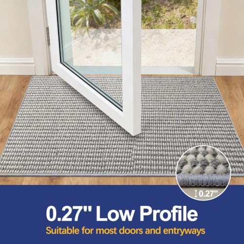 Dirt Trapping Door Mat 24"x36", Grey & White Faux Jute Entryway Rug - color: Grey & White, size: 2' x 3' (Rectangular)
