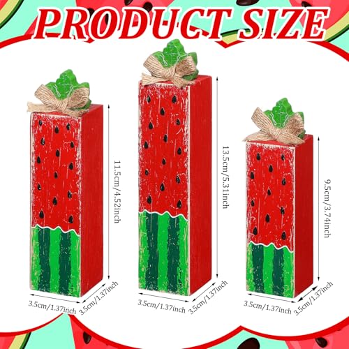 MiniInflat 3 Pcs Watermelon Table Decor, Summer Fruit Wooden Block Sign - style: Watermelon